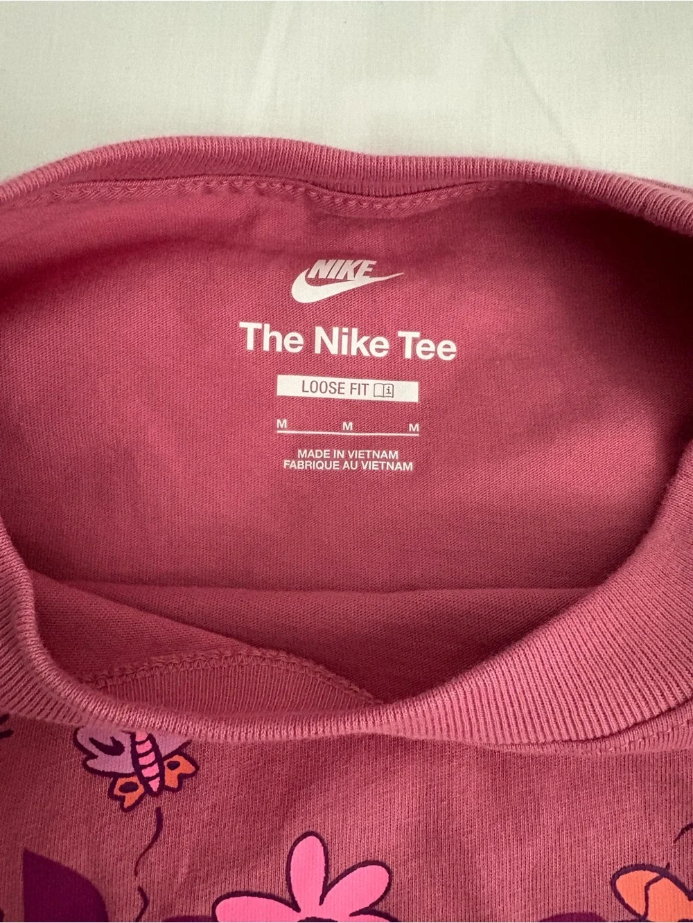Nike Girls Rose Pink Floral Logo Tee